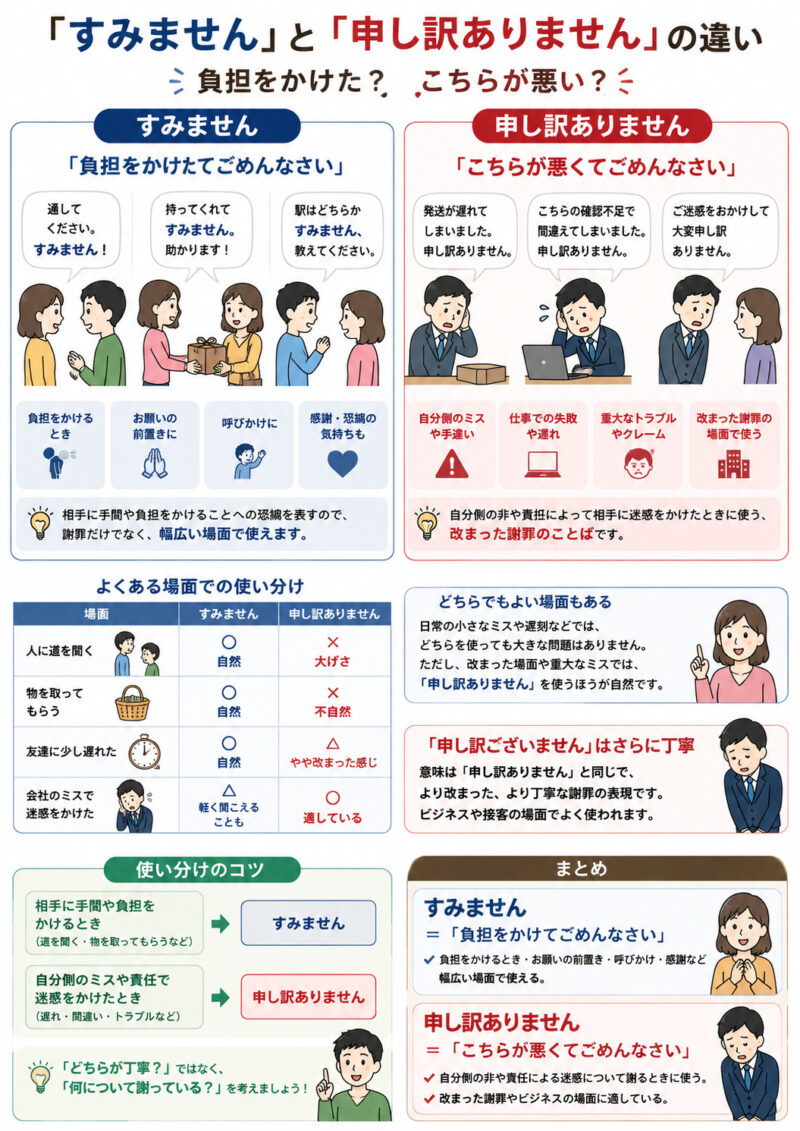 「すみません」「申し訳ありません」まとめ