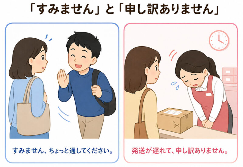 「すみません」「申し訳ありません」簡単比較