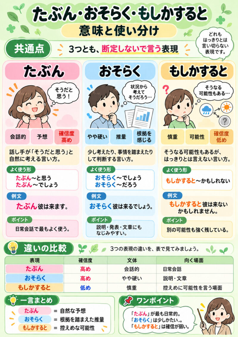 「たぶん」「おそらく」「もしかすると」まとめ