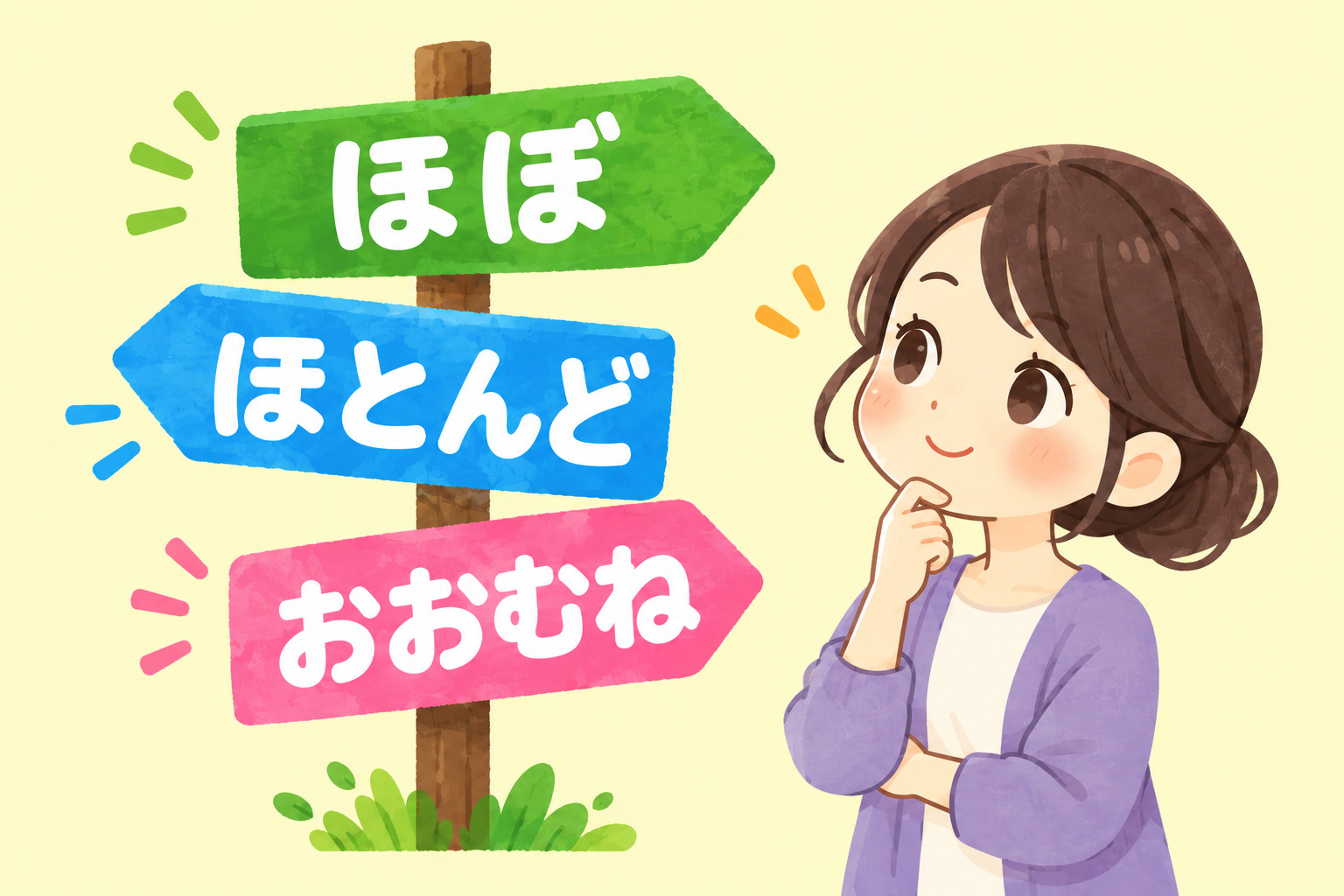 「ほぼ」「ほとんど」「おおむね」キャッチ