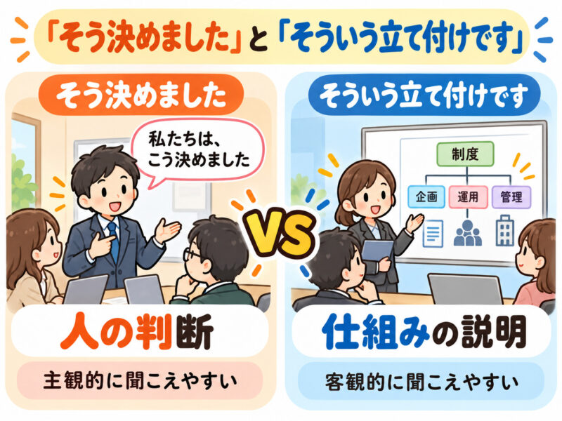 「そう決めました」と「そういう立て付けです」主観と客観