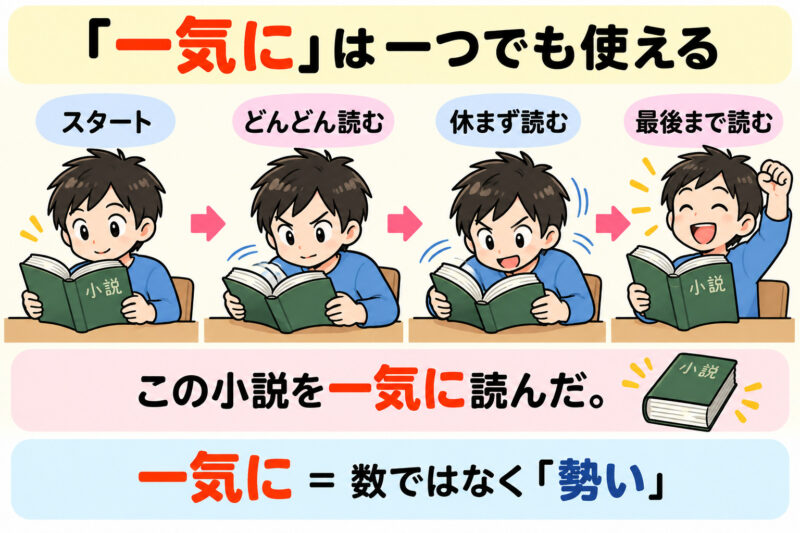 ②「一気に」の使い方