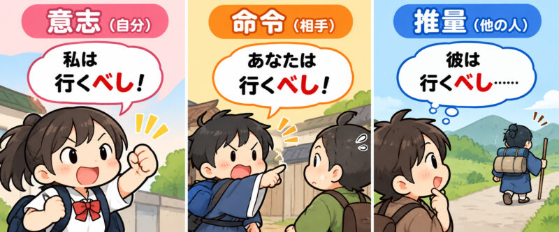 ③三場面で学ぶ「べし」の使い方