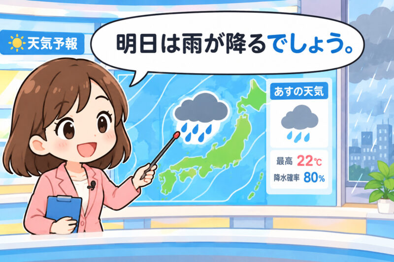 ③雨予報を伝える可愛い天気予報スタジオ