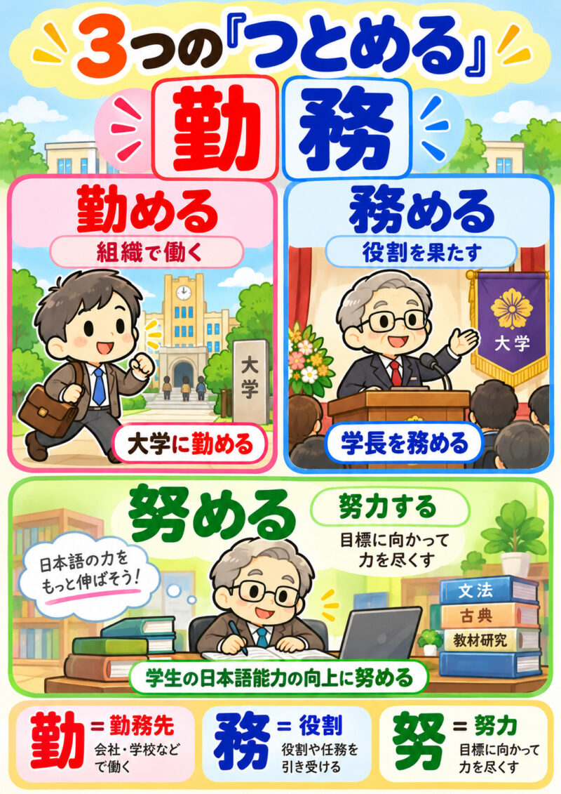 ⑤3つの「つとめる」解説