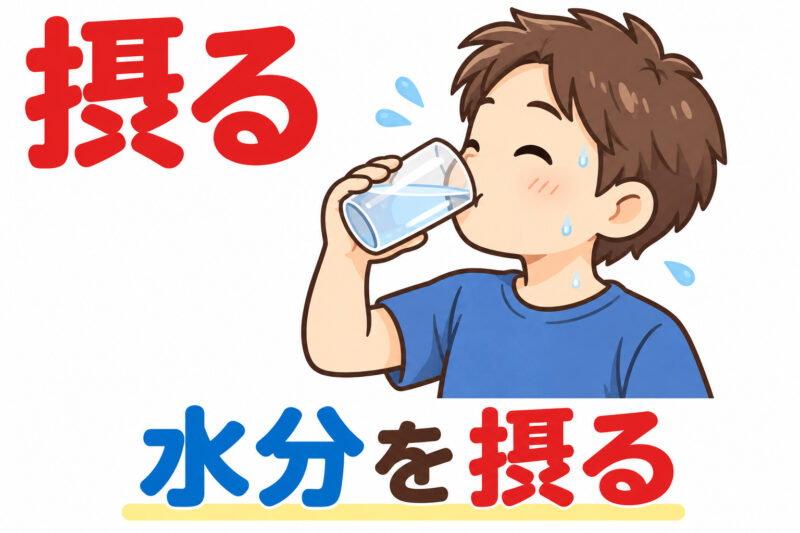 ⑤水分を摂る大学生