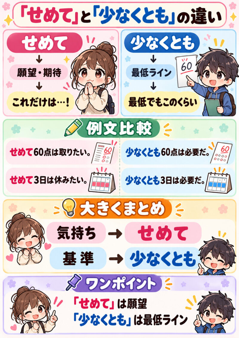 「せめて」と「少なくとも」まとめ