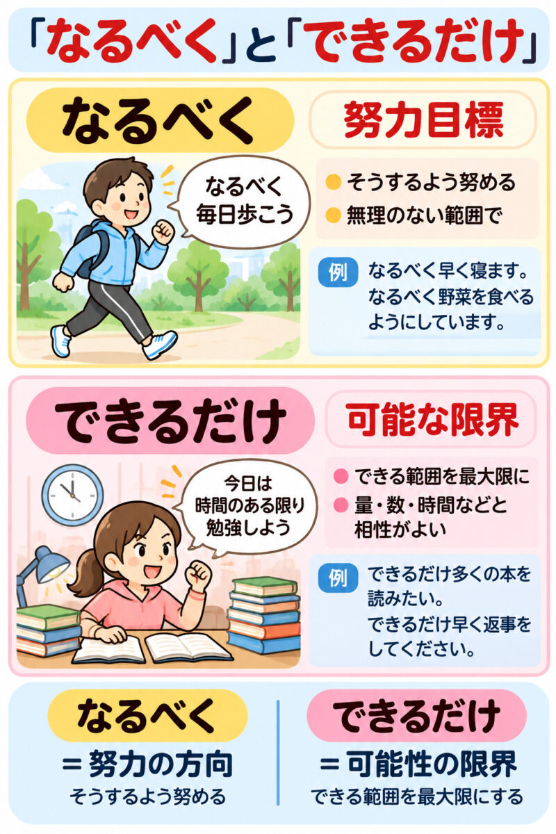 「なるべく」と「できるだけ」まとめ