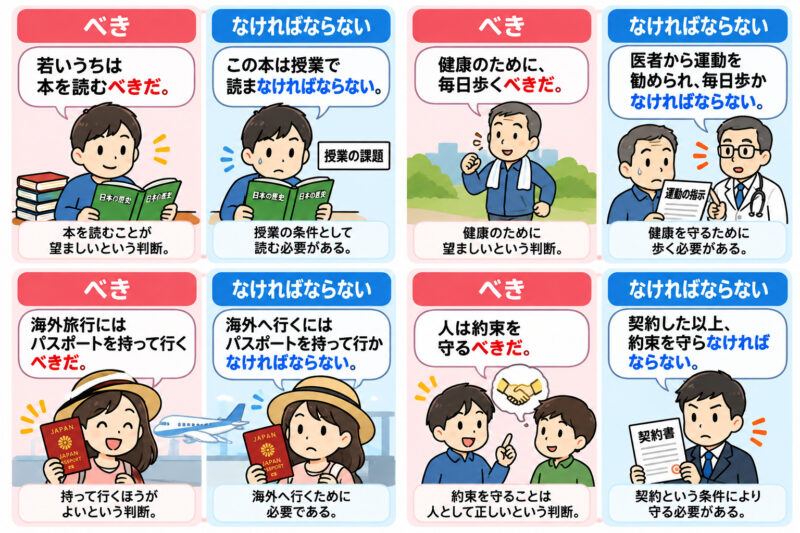 「べき」と「なければならない」文法比較表