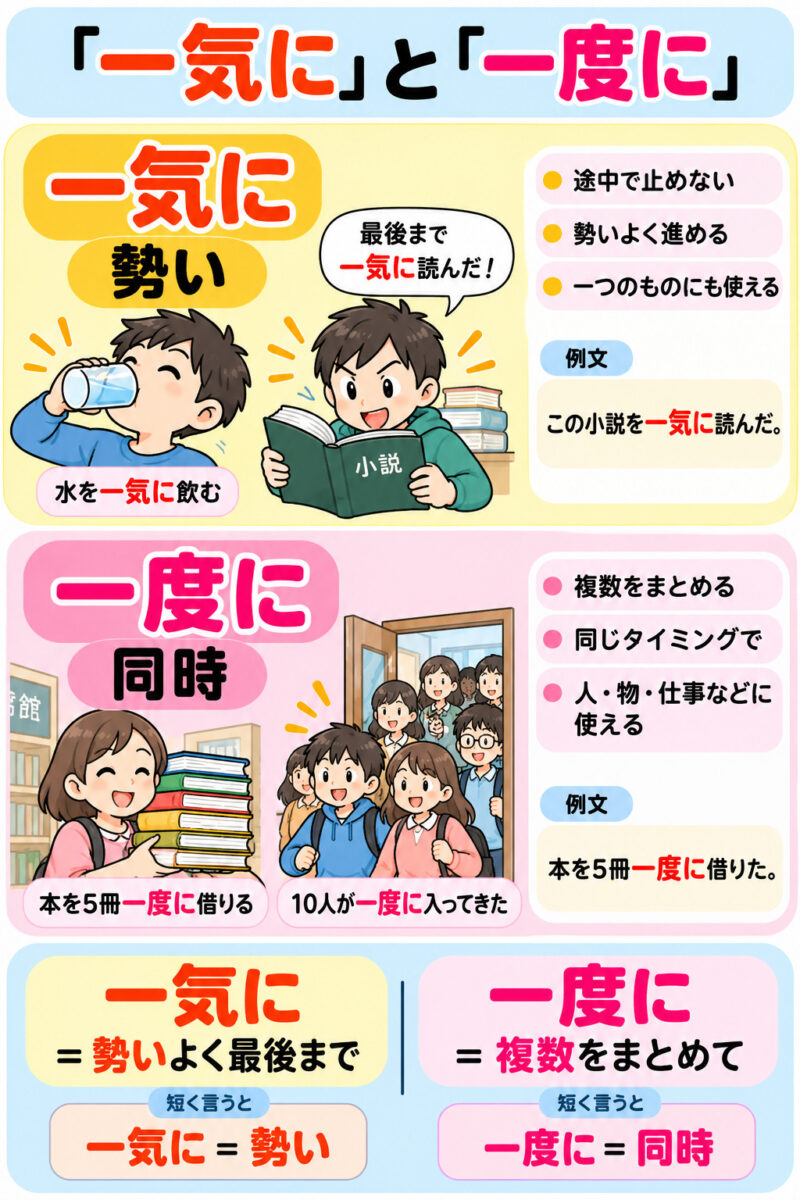 「一気に」と「一度に」まとめ