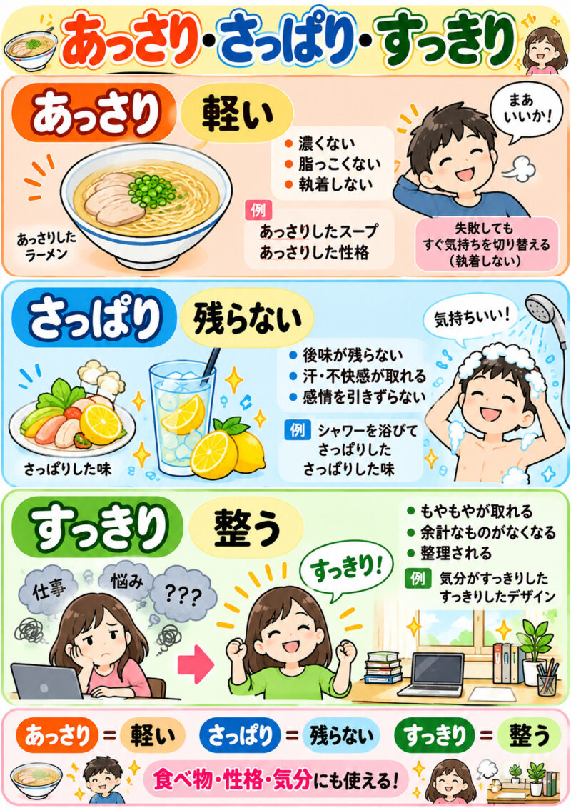 あっさり・さっぱり・すっきり比較図解