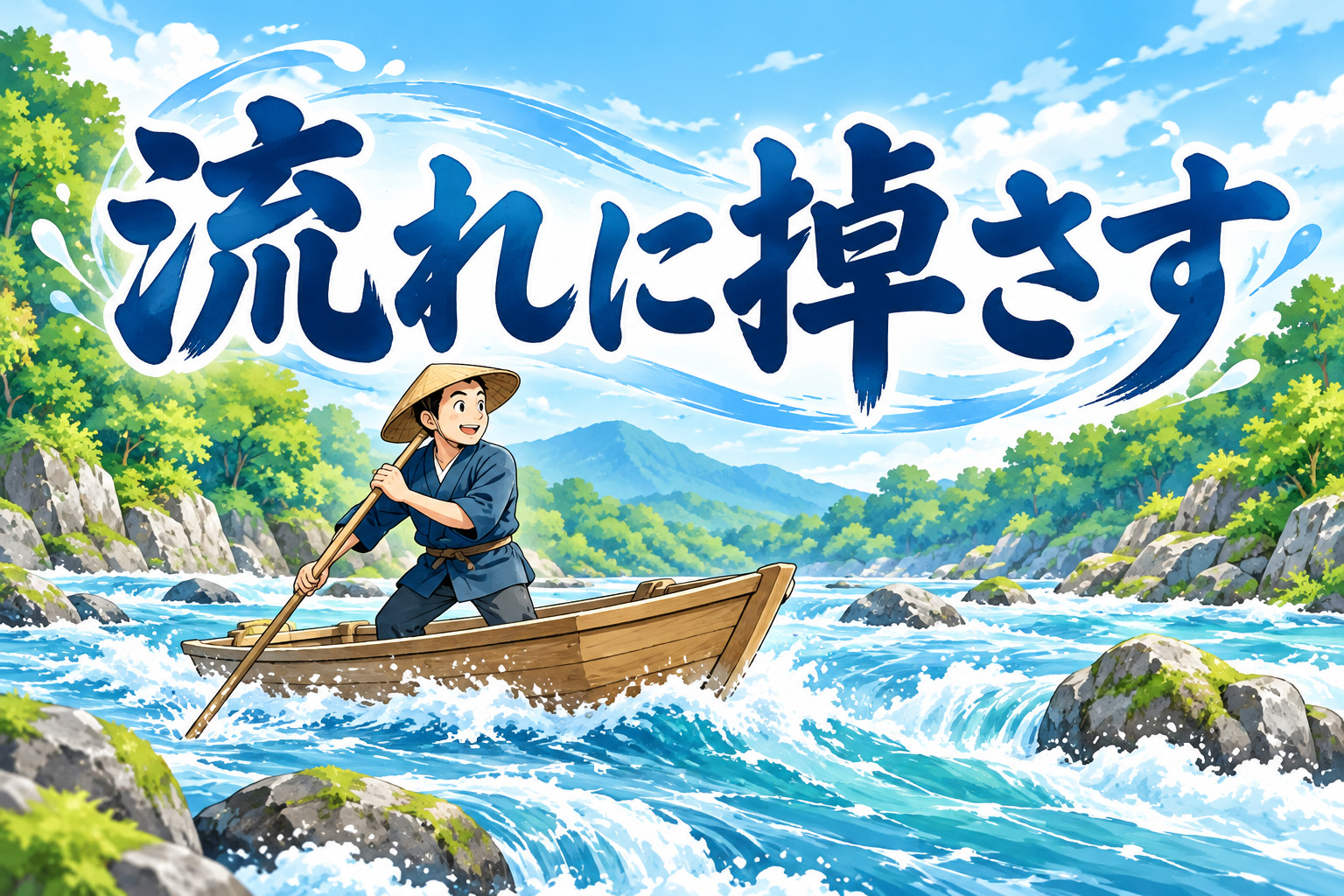 流れに掉さす